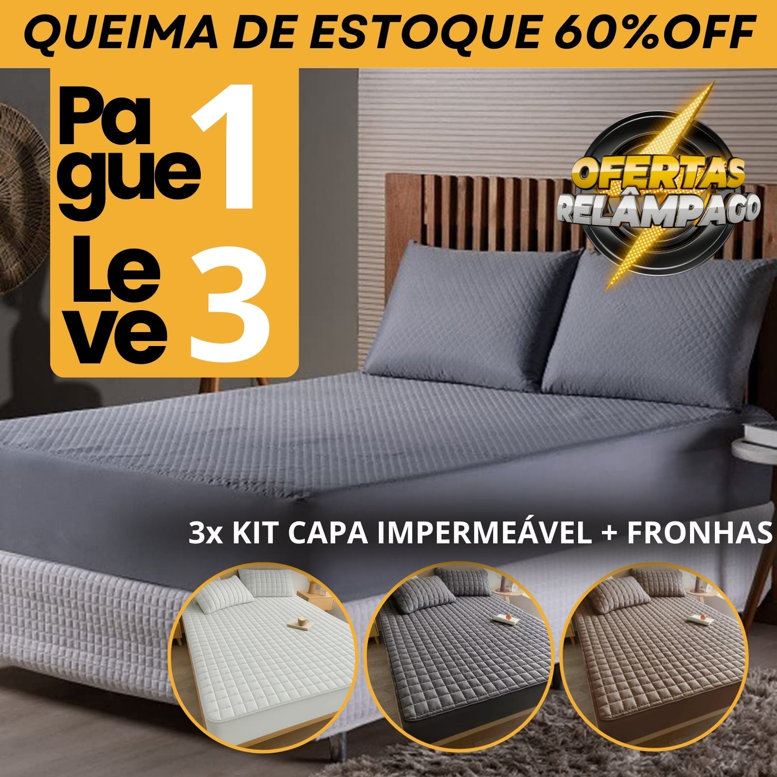 Hydra Soft™ Jogo de Cama Impermeável Premium – Capa + 2 Fronhas