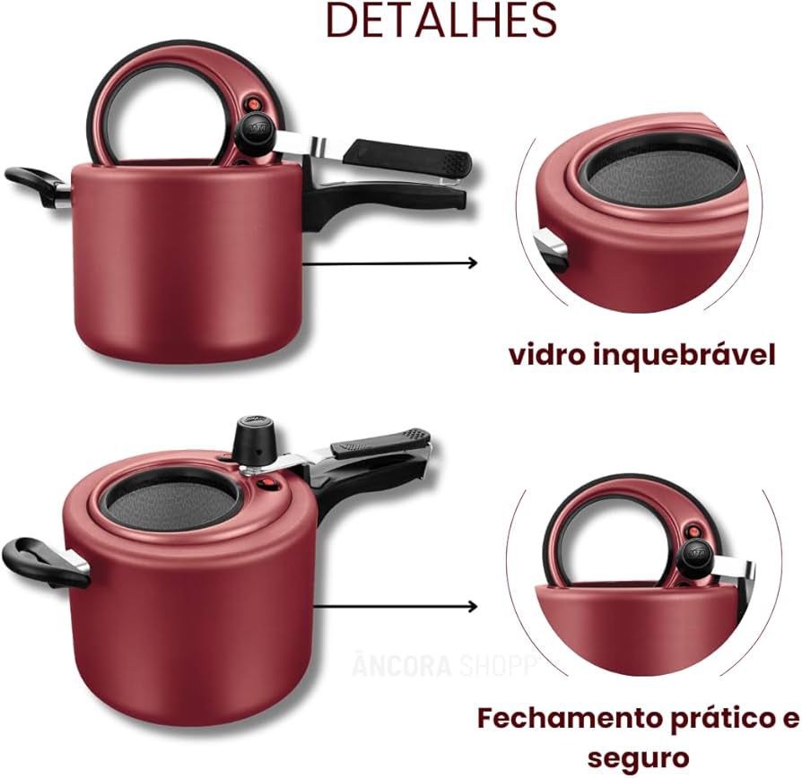 Panela de Pressão Com Visor Antiaderente (PAGUE 1 LEVE 2)