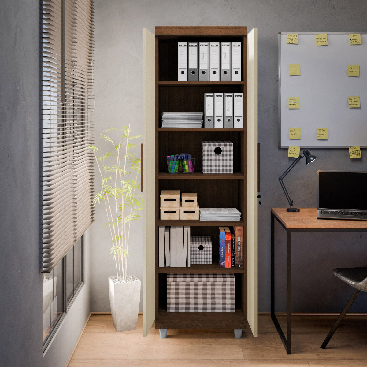 Armário Multiuso Pallas Organizador Home Office Lavanderia 2 Portas Com Fechadura